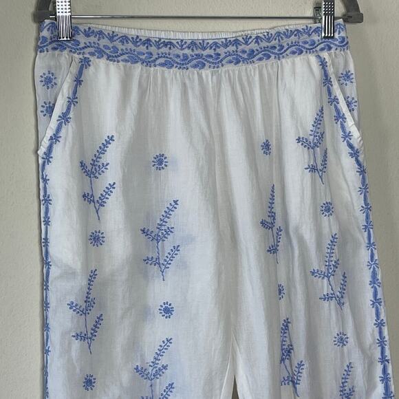 GRETCHEN SCOTT DYNASTY EMBROIDERED WHITE CROPPED PANTS SIZE S - Picture 4 of 8
